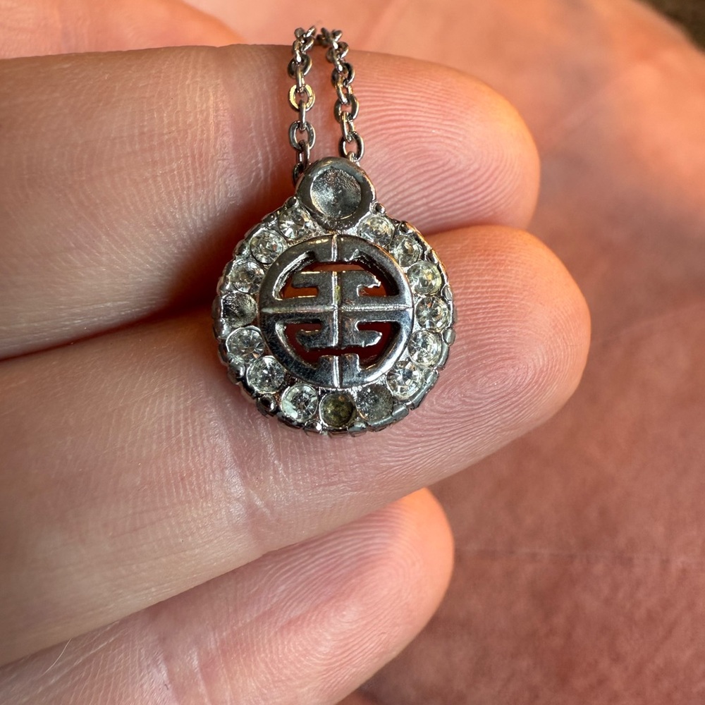 Givenchy Silver Filigree Necklace with Antique Charm